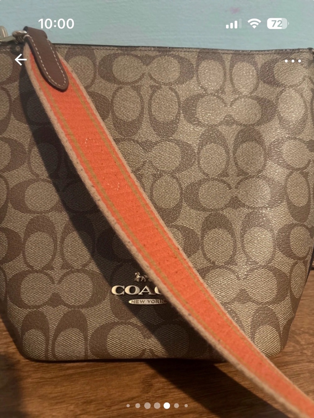 Coach Brown Signature Crossbody with Orange Strap - Picture 4 of 11